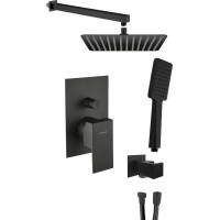 Sapho LATUS podomítkový sprchový set s pákovou baterií, 2 výstupy, černá mat 1102-42B-01