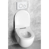Závěsné WC BRILLA Rimless bílá s podomítkovou nádržkou a tlačítkem Schwab, bílá 100614-SET5