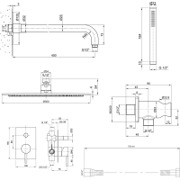 Sapho MINIMAL podomítkový sprchový set s pákovou baterií, 2 výstupy, nerez mat MI042-01