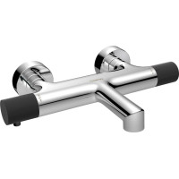 Sapho SOLARIS nástěnná vanová termostatická baterie, chrom/černá mat WD010CB