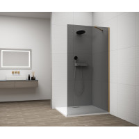 Polysan ESCA GOLD MATT jednodílná sprchová zástěna k instalaci ke stěně, kouřové sklo, 1200 mm ES1212-04