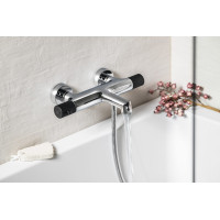 Sapho SOLARIS nástěnná vanová termostatická baterie, chrom/černá mat WD010CB