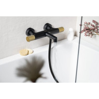 Sapho SOLARIS nástěnná vanová termostatická baterie, černá/zlato mat WD010G
