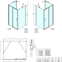 Polysan EASY třístěnný sprchový kout 1200x1000mm, L/P varianta, sklo Brick EL1238EL3438EL3438