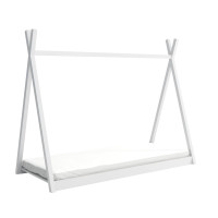 Dětská domečková Montessori týpí postel z masivu borovice OLA - 200x90 cm - BÍLÁ