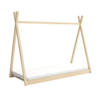 Dětská domečková Montessori týpí postel z masivu borovice OLA - 200x90 cm - PŘÍRODNÍ BOROVICE