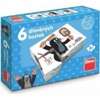 Dino Dřevěné obrázkové kostky Krtek 6 ks