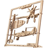 Ugears 2.5D dřevěné mechanické puzzle Stíhací letadlo
