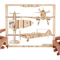 Ugears 2.5D dřevěné mechanické puzzle Stíhací letadlo