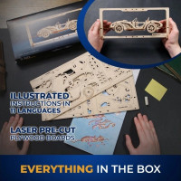 Ugears 2.5D dřevěné mechanické puzzle Roadster MK3