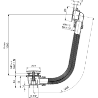 Polysan Vanová souprava bez napouštění, click-clack, délka 1200mm, zátka 72mm, černá mat 71858.21