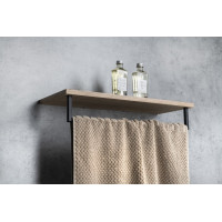 Sapho SKA polička na ručníky s hrazdou 600x250mm, dub/černá mat SKA385B