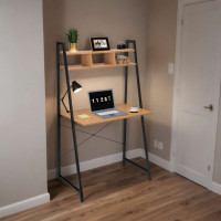 Loftový psací stůl ARVIKA MODERN PINE - černý/dekor borovice