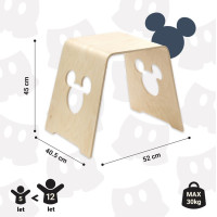 Dětská stolička s výřezem Mickey Mouse - přírodní