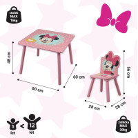 Dětský stoleček se 2 židličkami Myška Minnie - růžový