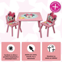 Dětský stoleček se 2 židličkami Myška Minnie - růžový