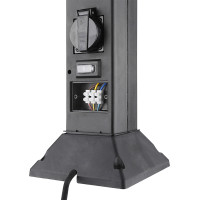 Solight zahradní sloupek IP44 s LED osvětlením, plast, 2 zásuvky, hranol, černý