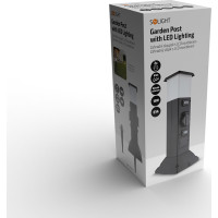 Solight zahradní sloupek IP44 s LED osvětlením, plast, 2 zásuvky, hranol, černý
