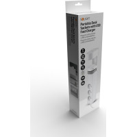 Solight 3z + USB A+C přenosné stolní zásuvky, 2m, bílá, USB rychlonabíječka 20W PD