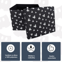 Taburet s úložným prostorem Mickey Mouse - černý
