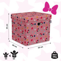 Taburet s úložným prostorem Myška Minnie - růžový