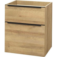 Koupelnová závěsná skříňka pod umyvadlo MAILO 61 cm - 2 zásuvky - černé madlo