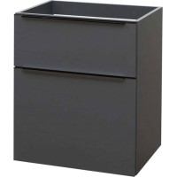 Koupelnová závěsná skříňka pod umyvadlo MAILO 61 cm - 2 zásuvky - černé madlo