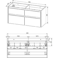 Koupelnová skříňka s keramickým dvojumyvadlem OPTO 121 cm