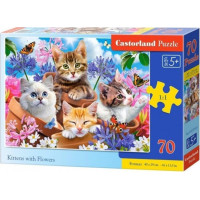 CASTORLAND Puzzle Koťátka s květinami 70 dílků