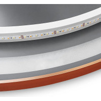 Kulaté zrcadlo COPPER 70 cm s LED podsvícením a měděným okrajem