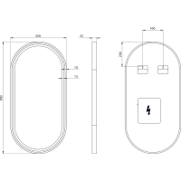 Sapho KAIRA oválné zrcadlo s LED osvětlením 45x90cm, černá mat KA450