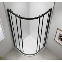 Polysan EASY BLACK čtvrtkruhová sprchová zástěna 900x900mm, L/R, čiré sklo EL2615B