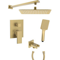 Sapho CUBEMIX podomítkový sprchový set s pákovou baterií, 2 výstupy, vyústění, zlato mat CM042GB-01