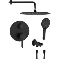 Sapho ICONIC podomítkový sprchový set s pákovou baterií, 2 výstupy, vyústění, černá mat AF042B-01