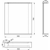 Aqualine KORIN STRIP zrcadlo s LED osvětlením 50x70x12cm, dub platin KO995S
