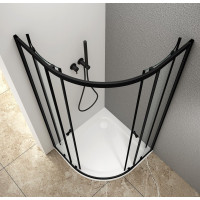 Aqualine ARLETA BLACK čtvrtkruhová sprchová zástěna 800x800mm, čiré sklo BLS800