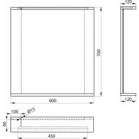 Aqualine KORIN STRIP zrcadlo s LED osvětlením 60x70x12cm, dub platin KO990S