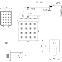 Sapho CUBEMIX podomítkový sprchový set s pákovou baterií, 2 výstupy, vyústění, černá mat CM042B-01
