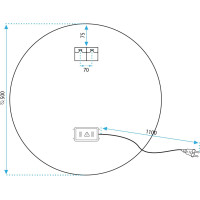 Kulaté zrcadlo COPPER 50 cm s LED podsvícením a měděným okrajem
