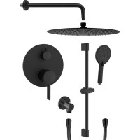 Sapho ICONIC podomítkový sprchový set s pákovou baterií, 2 výstupy, posuvný držák sprchy, černá mat AF042B-02