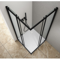 Aqualine AGGA BLACK čtvercová sprchová zástěna 800x800mm, čiré sklo BLF808
