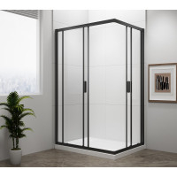 Polysan EASY BLACK obdélníková sprchová zástěna 900x800mm, čiré sklo EL5315B