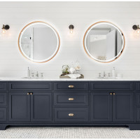 Kulaté zrcadlo COPPER 50 cm s LED podsvícením a měděným okrajem