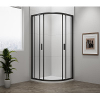 Polysan EASY BLACK čtvrtkruhová sprchová zástěna 800x800mm, L/R, čiré sklo EL2515B