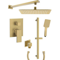 Sapho CUBEMIX podomítkový sprchový set s pákovou baterií, 2 výstupy, posuvný držák sprchy, zlato mat CM042GB-02