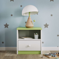 Noční stolek BABY DREAMS - bílý/zelený
