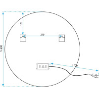 Kulaté zrcadlo COPPER 60 cm s LED podsvícením a měděným okrajem