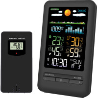 Solight meteostanice, barevný LCD, vnitřní/venkovní teplota a vlhkost, tlak, RCC, černá