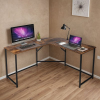 Rohový loftový psací stůl BRAGA RUSTIC - stařený dub/černý