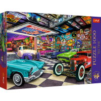 TREFL Puzzle Premium Plus Tea Time: Garáž sběratele aut 1000 dílků